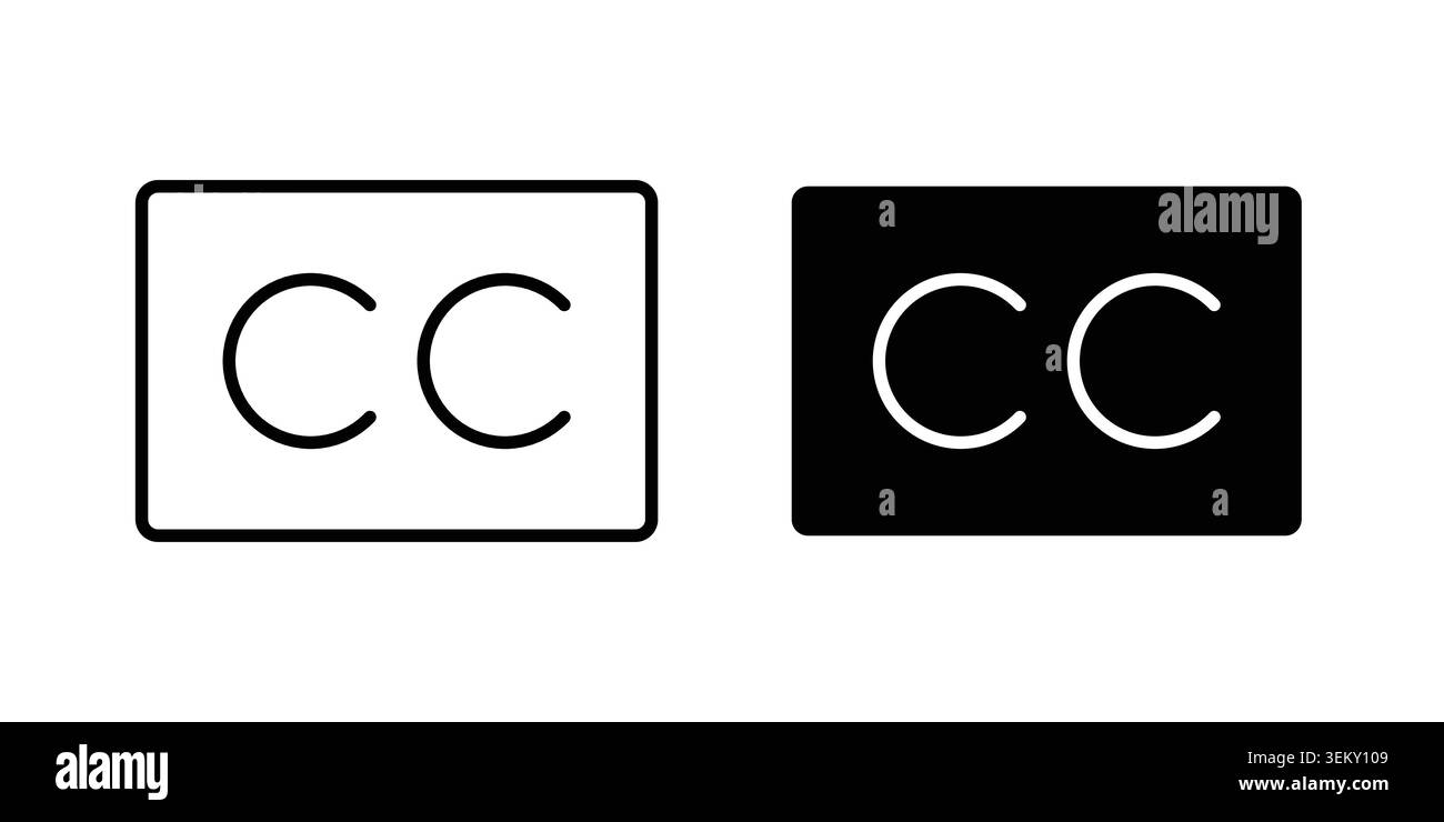 Closed caption icon solid, line, and editable vector set. Stock Vector
