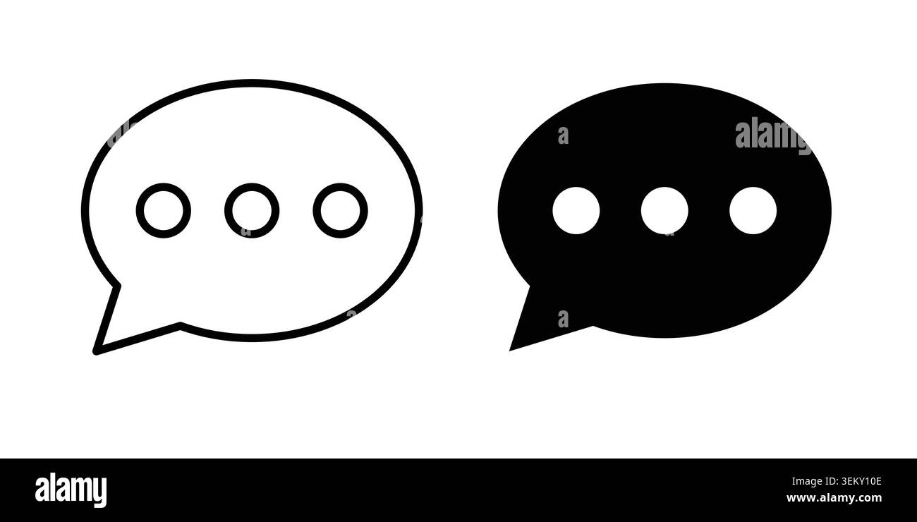 Comment icon solid, line, and editable vector set. Stock Vector