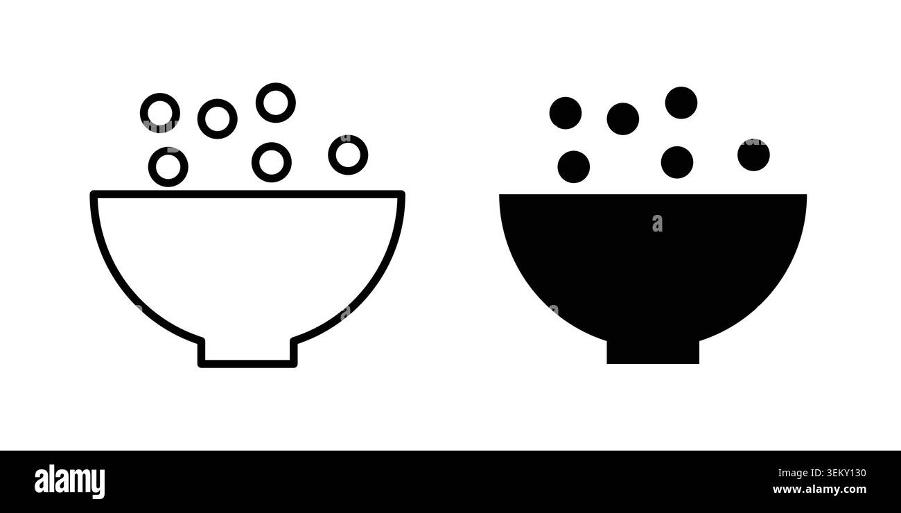 Cereal icon solid, line, and editable vector set. Stock Vector
