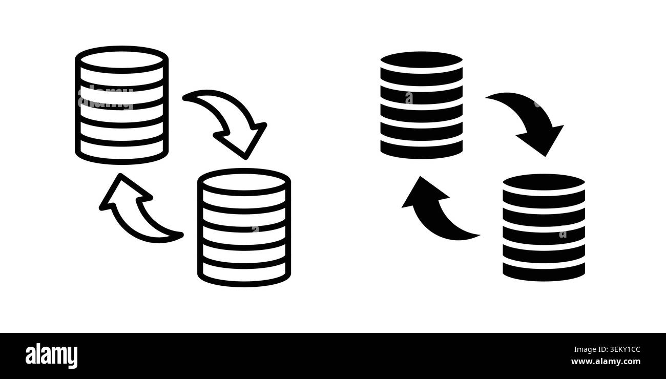 Data transfer icon solid, line, and editable vector set. Stock Vector