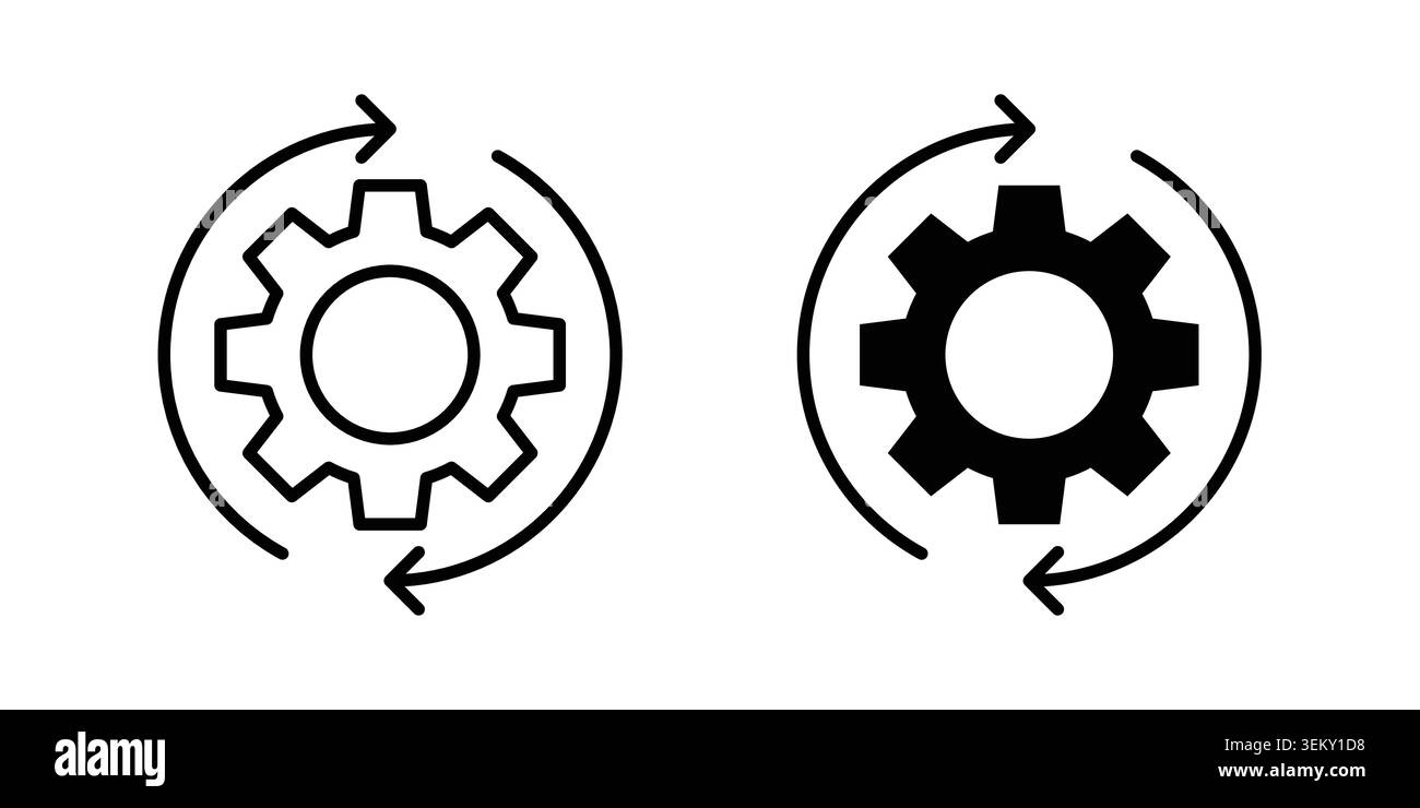 Continuous changes icon solid, line, and editable vector set. Stock Vector