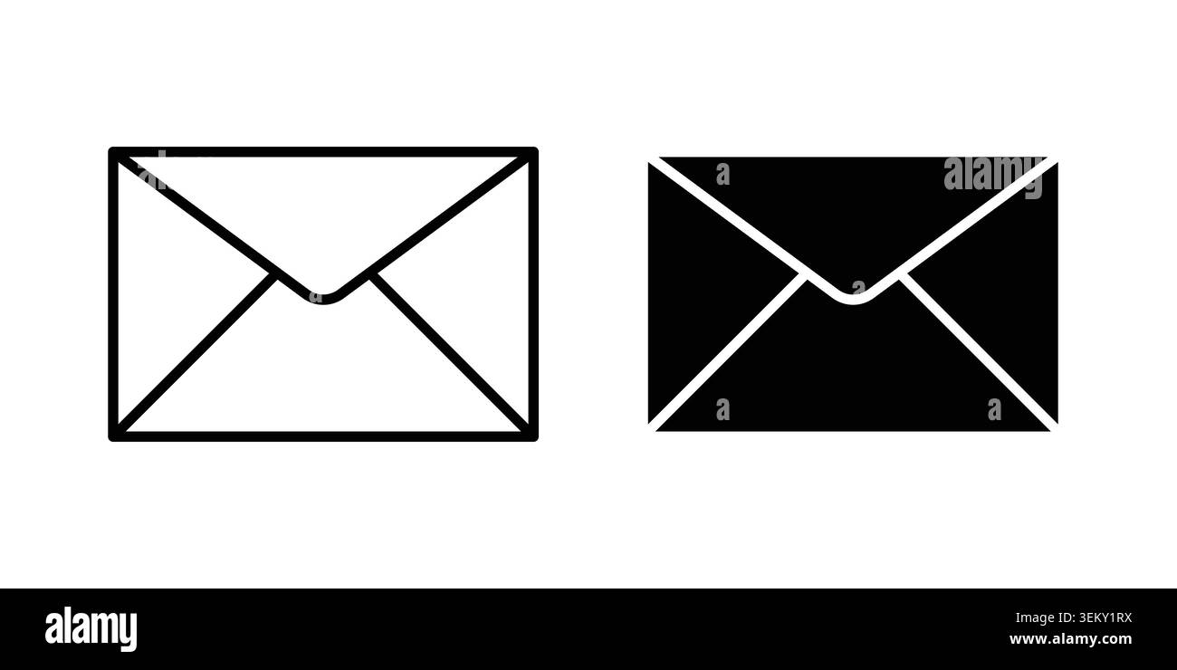 Email icon solid, line, and editable vector set. Stock Vector