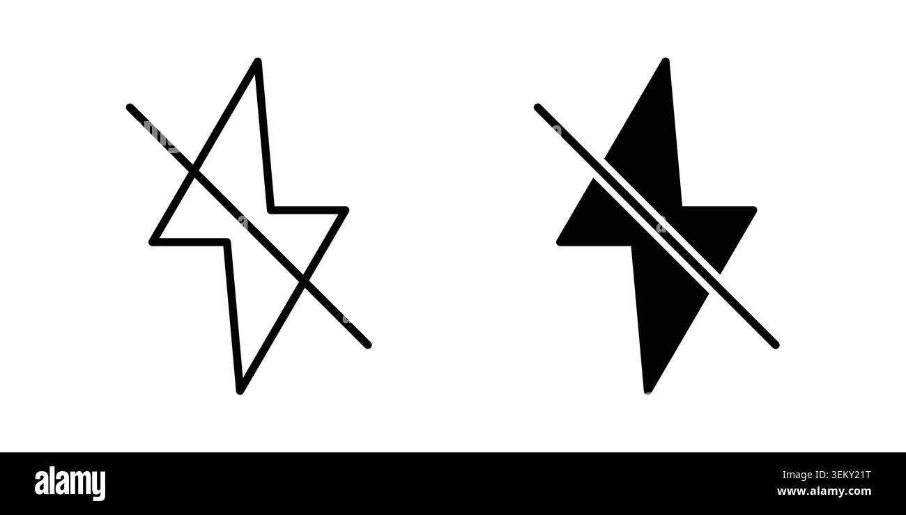 Flash off icon solid, line, and editable vector set. Stock Vector