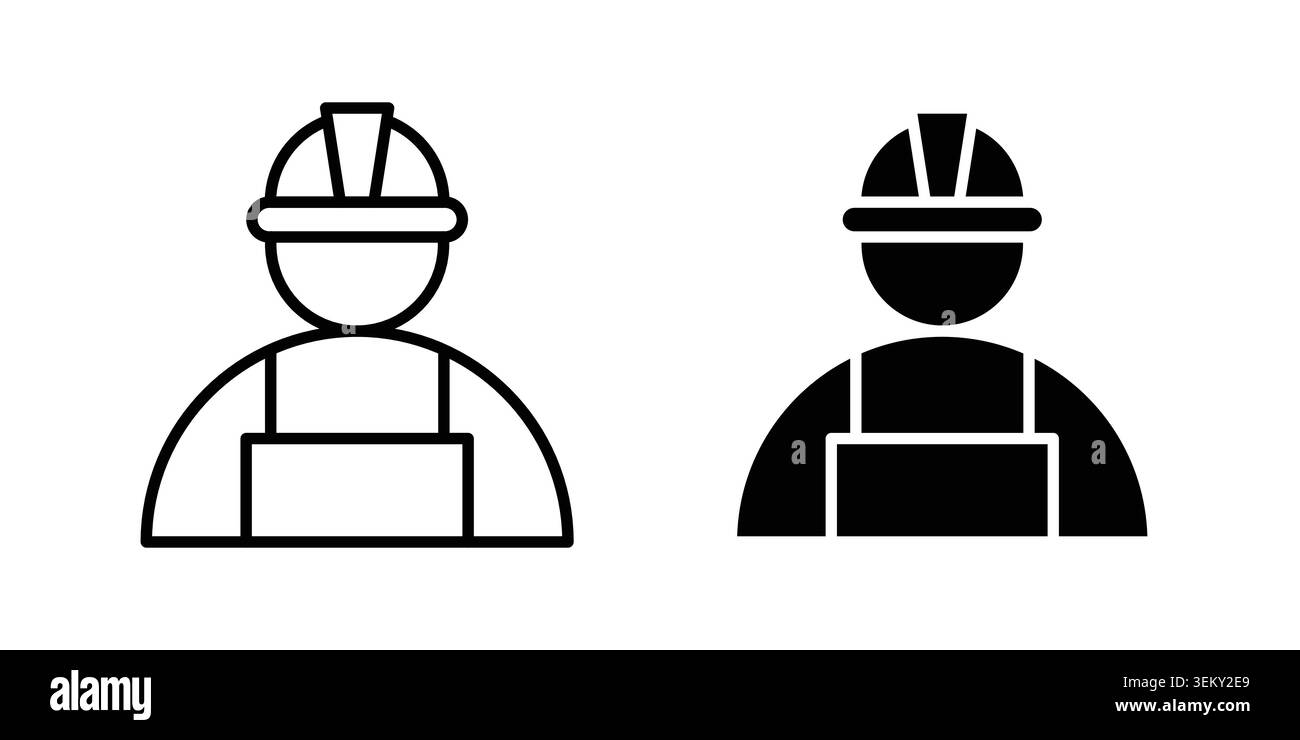 Labour icon solid, line, and editable vector set. Stock Vector