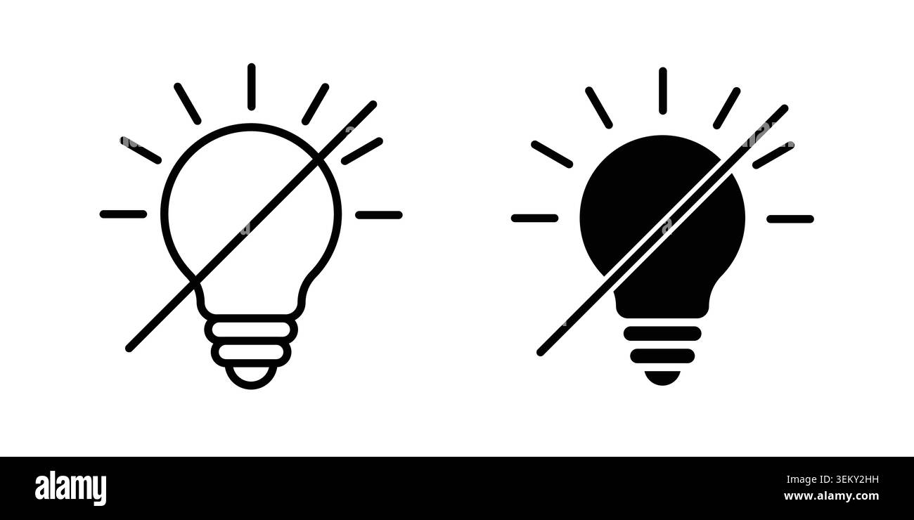 Light off icon solid, line, and editable vector set. Stock Vector