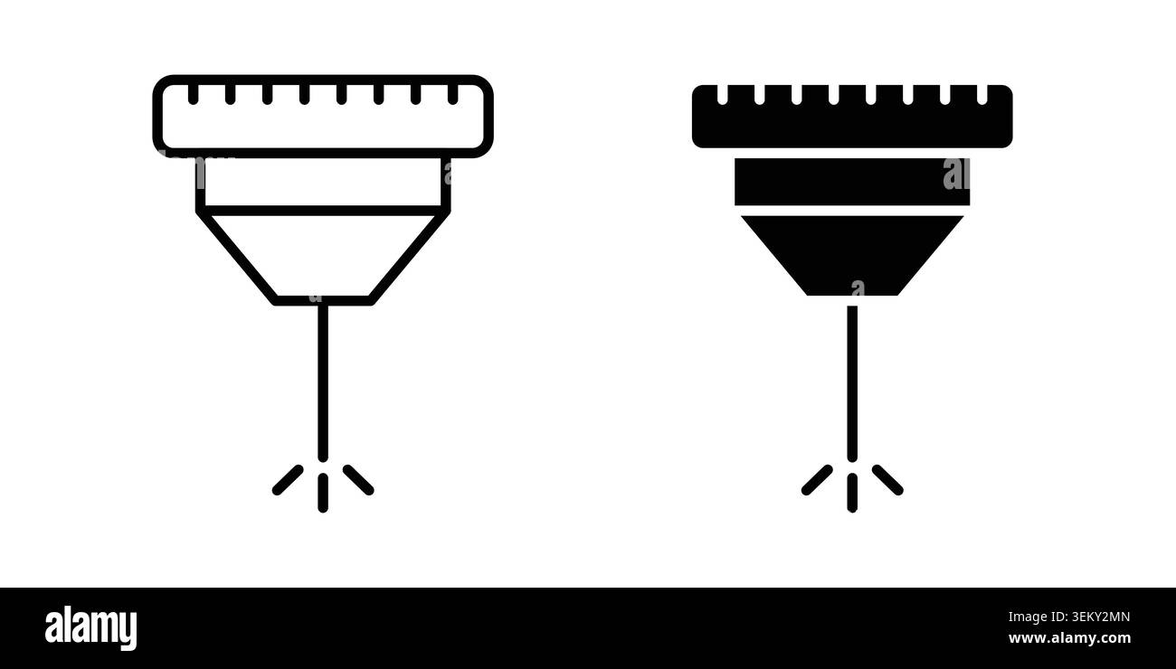 Laser machine icon solid, line, and editable vector set. Stock Vector
