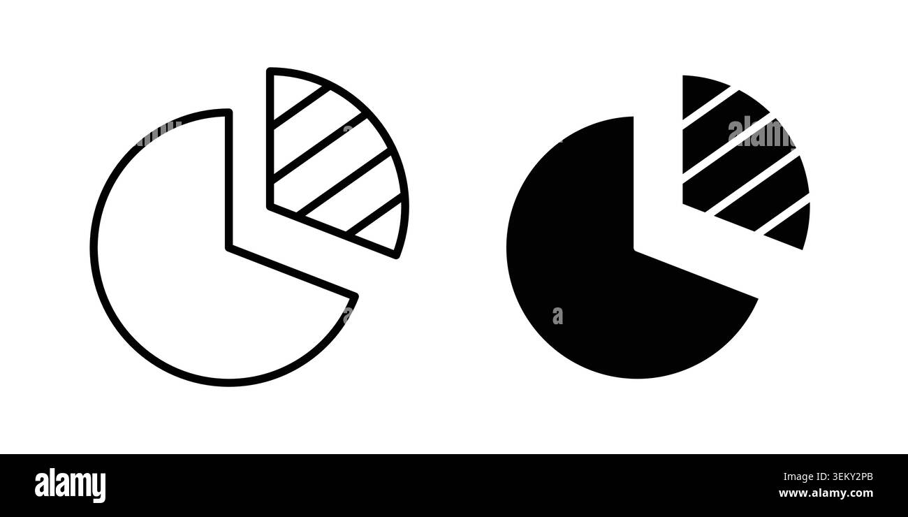 Market share icon solid, line, and editable vector set. Stock Vector