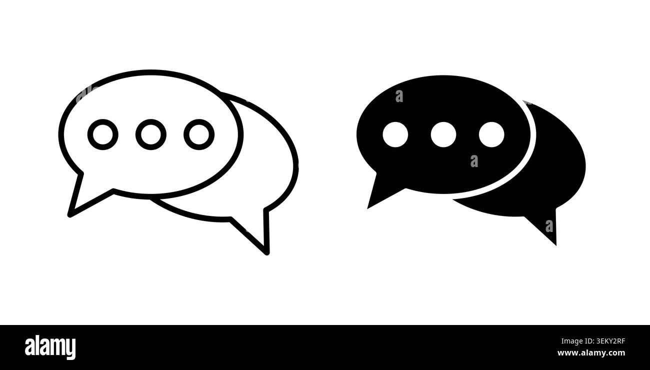 Live chat icon solid, line, and editable vector set. Stock Vector