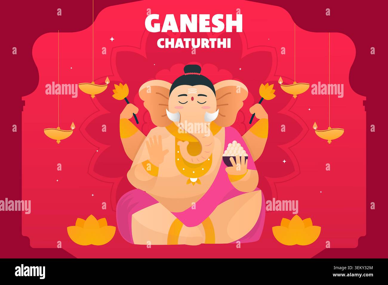 ganesh chaturthi background illustration in gradient style Stock Vector
