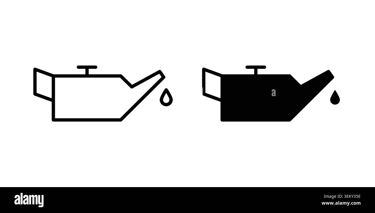 Oil can icon solid, line, and editable vector set. Stock Vector
