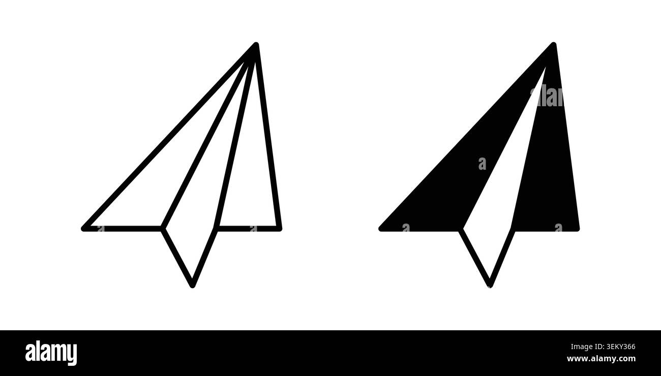 Paper plane icon solid, line, and editable vector set. Stock Vector