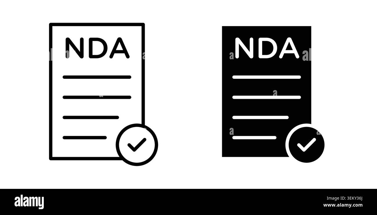 NDA icon solid, line, and editable vector set. Stock Vector