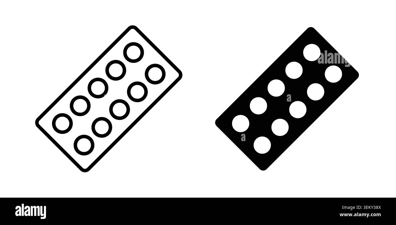 Pill blister solid, line, and editable vector set.icon solid, line, and editable vector set. Stock Vector