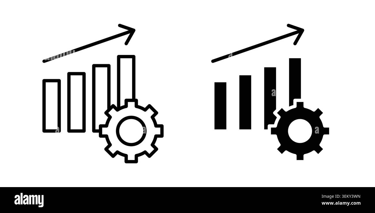 Productivity icon solid, line, and editable vector set. Stock Vector