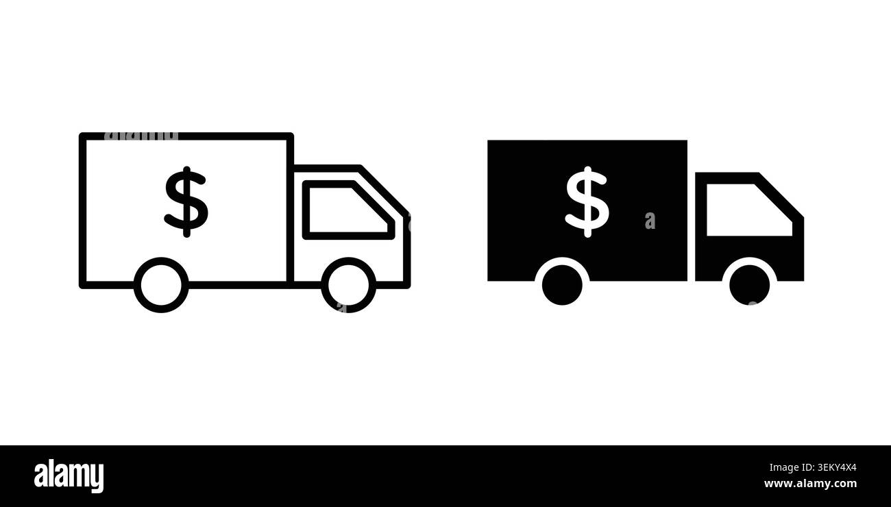 Shipping charges icon solid, line, and editable vector set. Stock Vector
