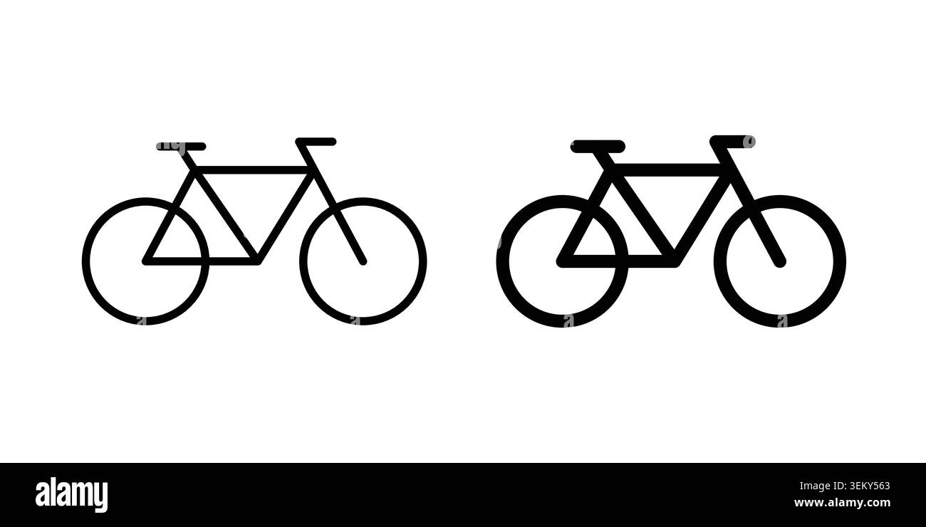 Bicycle icon solid, line, and editable vector set. Stock Vector