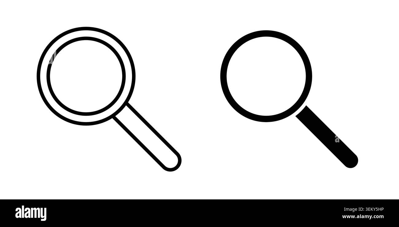 Search icon solid, line, and editable vector set. Stock Vector