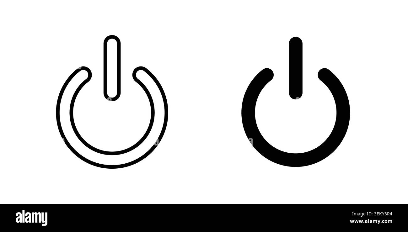Button on off icon solid, line, and editable vector set. Stock Vector