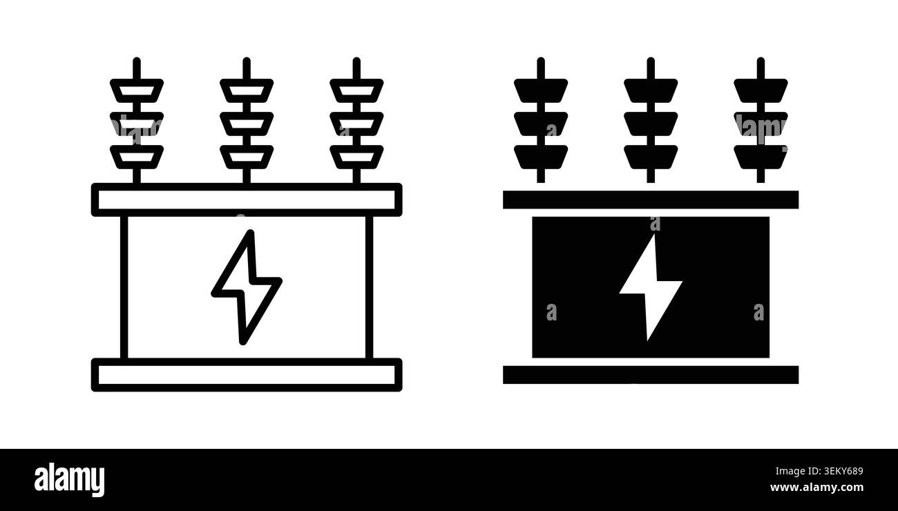 Transformer icon solid, line, and editable vector set. Stock Vector