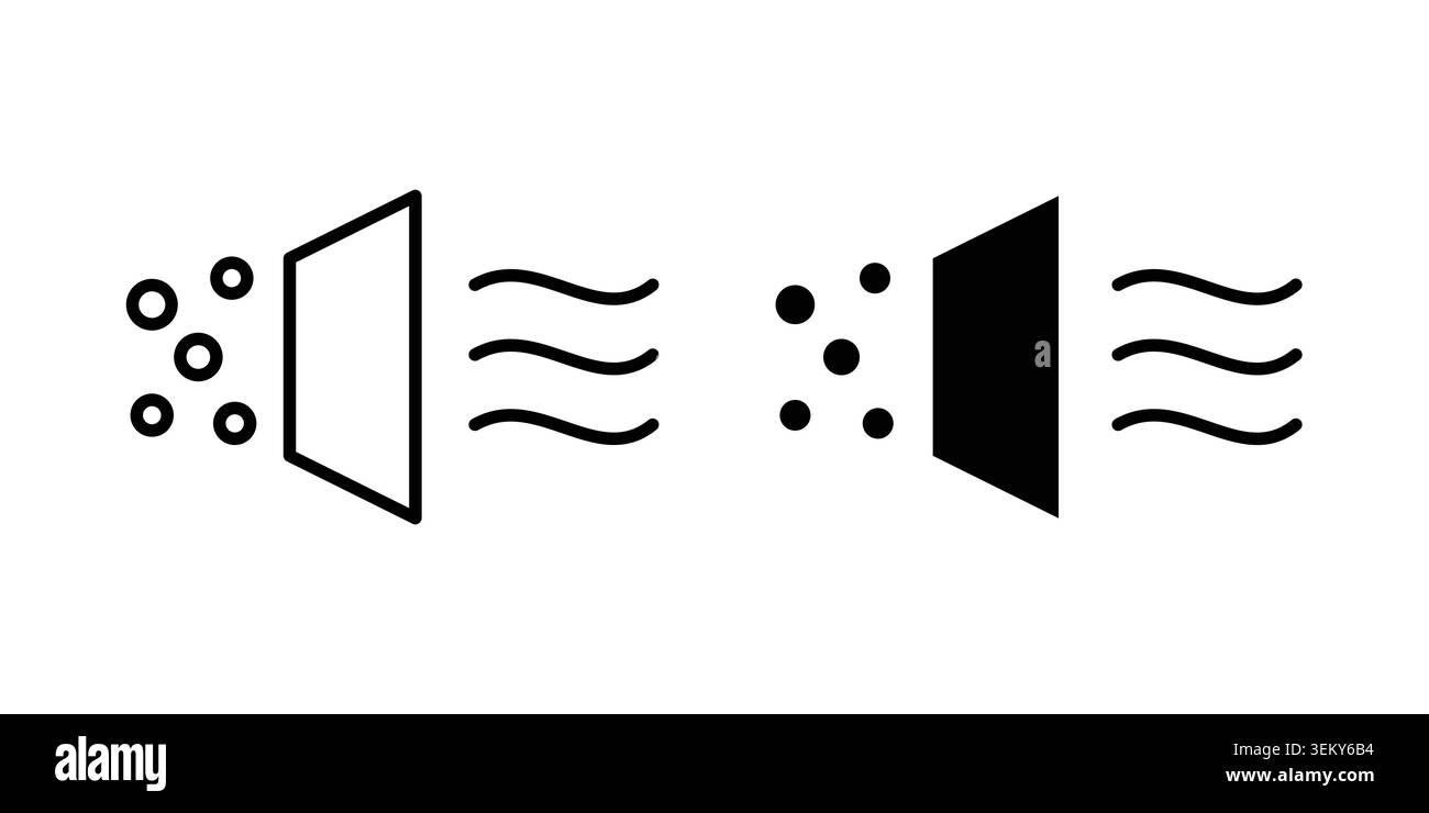 Air purification icon solid, line, and editable vector set. Stock Vector