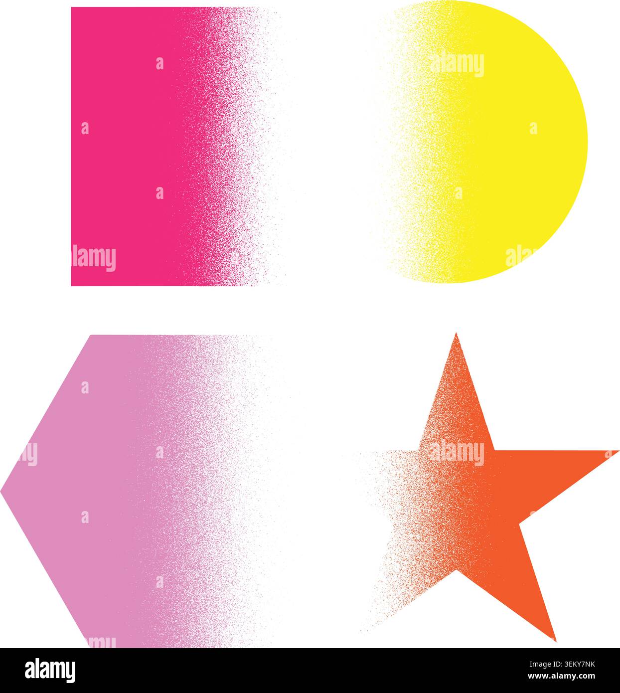 Abstract geometric shapes with spray paint effect Stock Vector