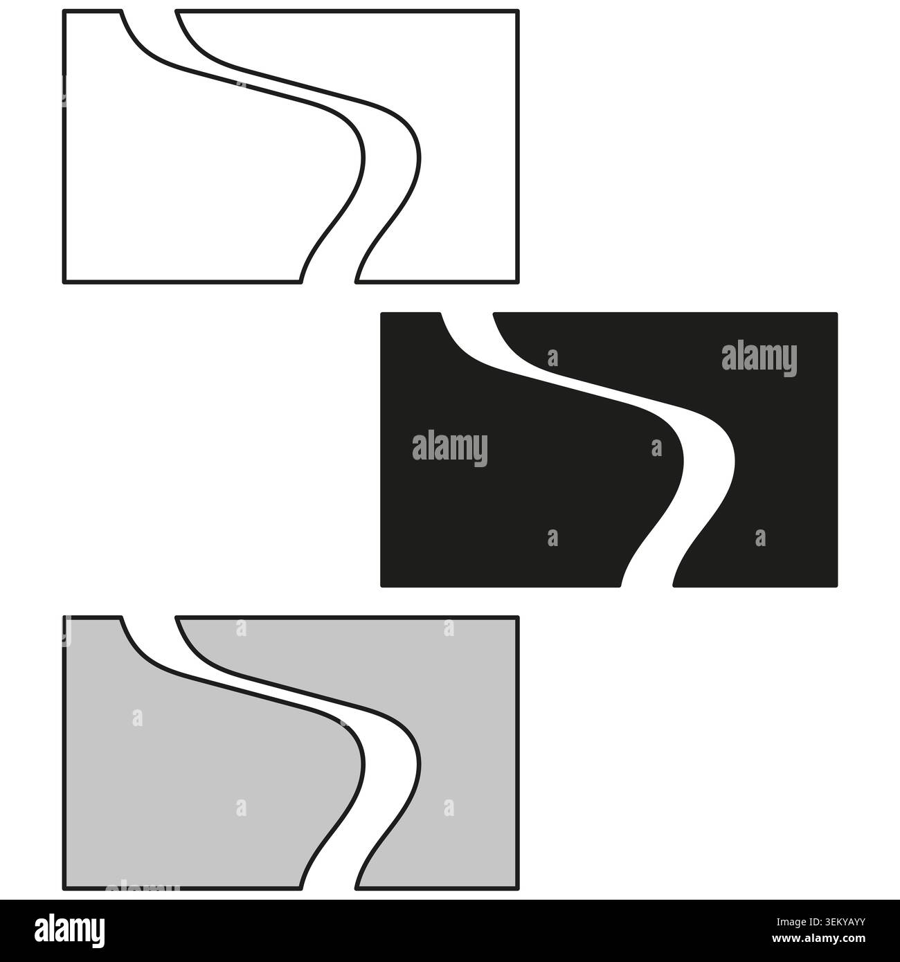 Winding path icon set showing a river or road journey vector. Ideal for map elements travel graphics and business timeline infographics. EPS 10. Stock Vector