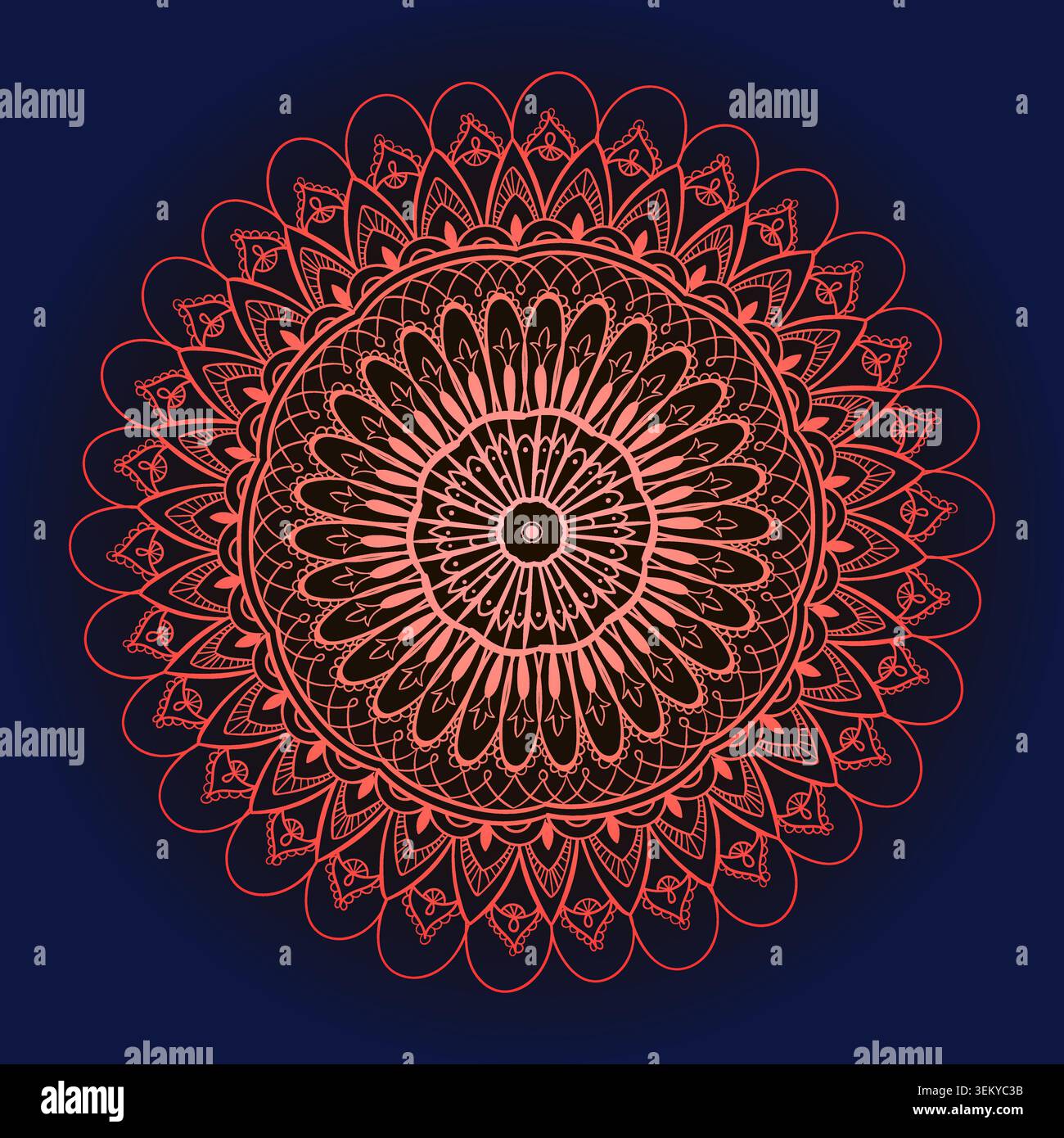 Red chakra mandala with symmetrical elegance Stock Vector