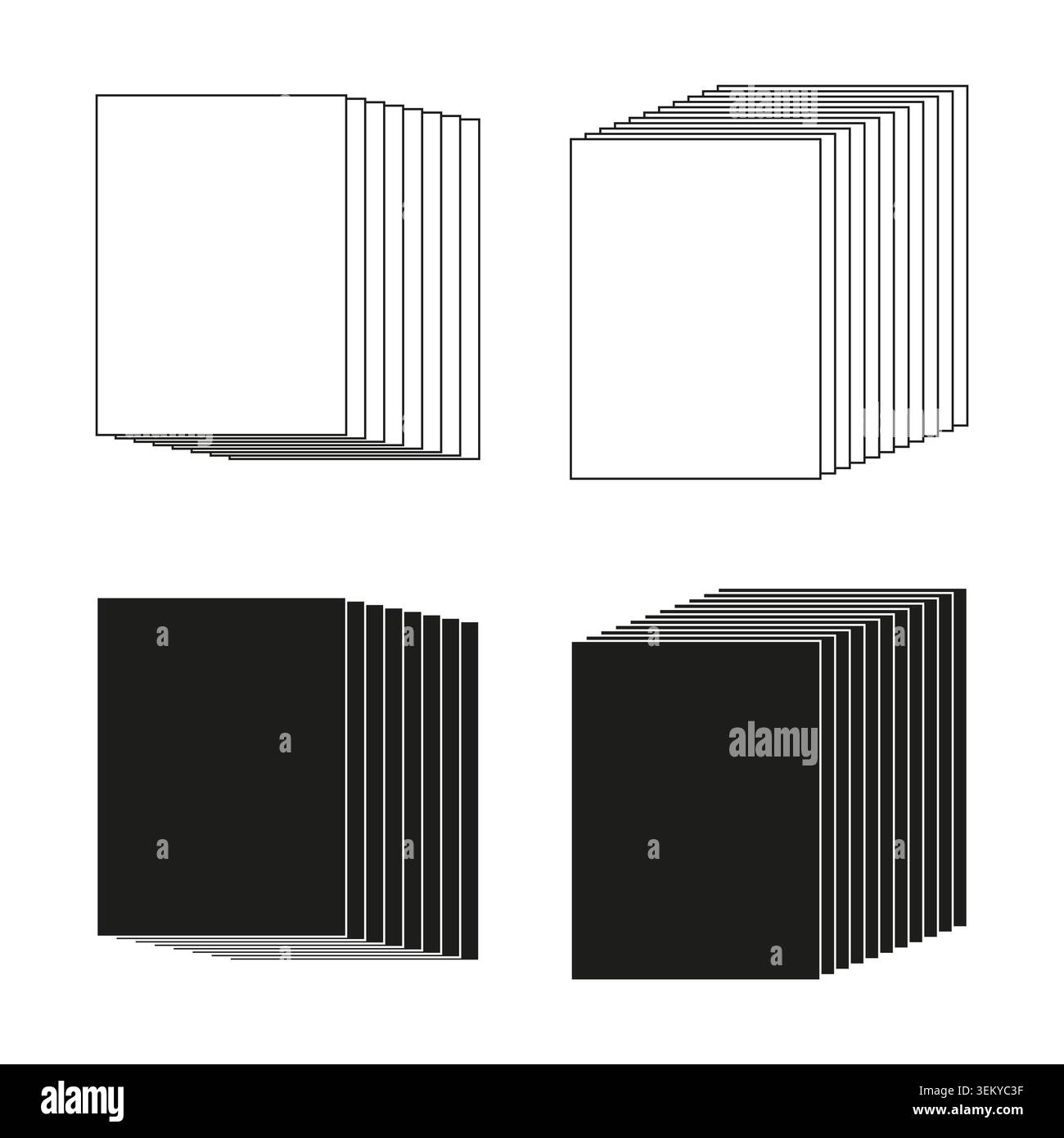 Document stack and paper pile icons set vector. Perfect for business presentations and office application user interfaces. EPS 10. Stock Vector