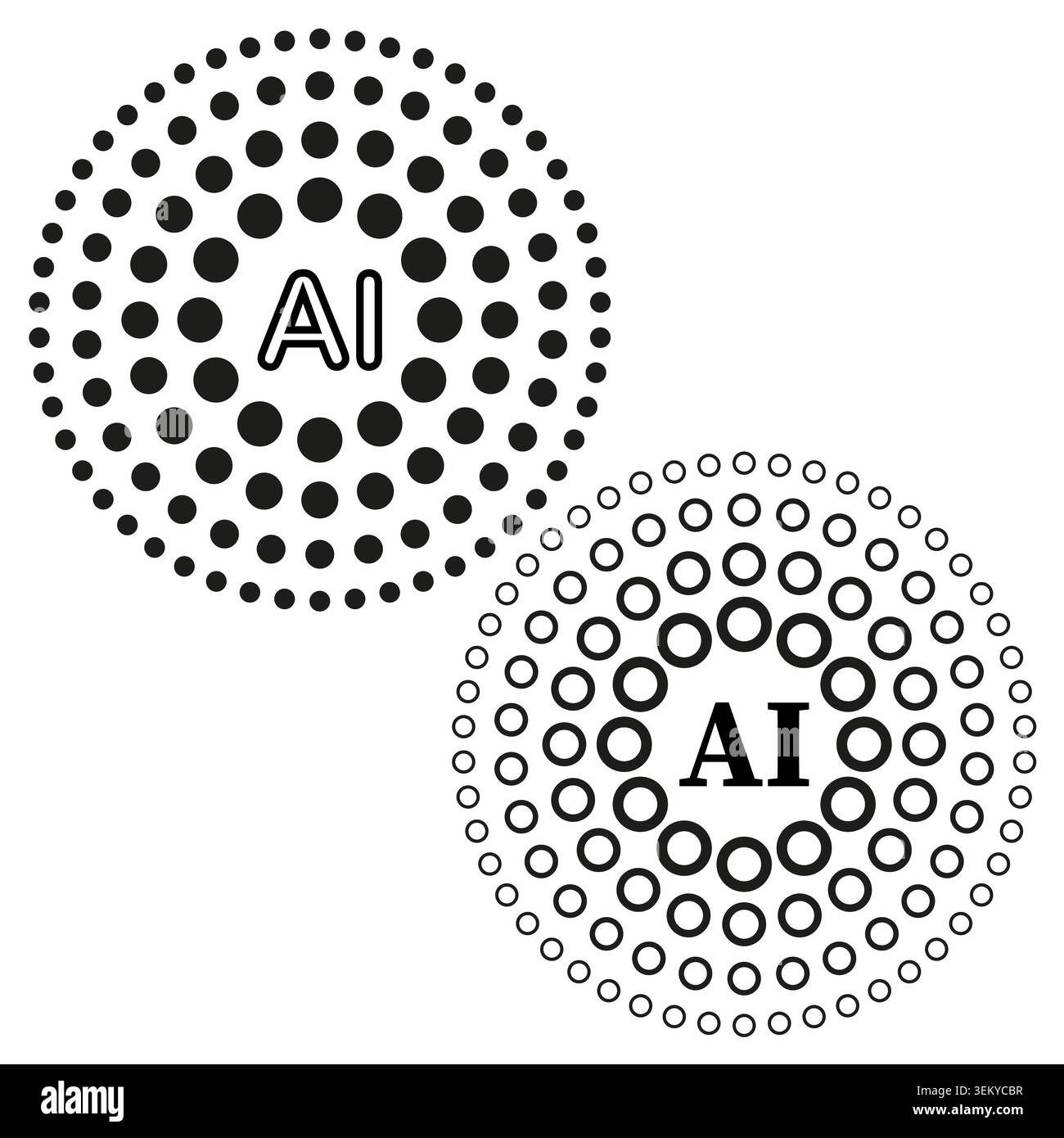 AI artificial intelligence circular dot icon set vector. Graphic supports technology branding and data science projects. EPS 10. Stock Vector
