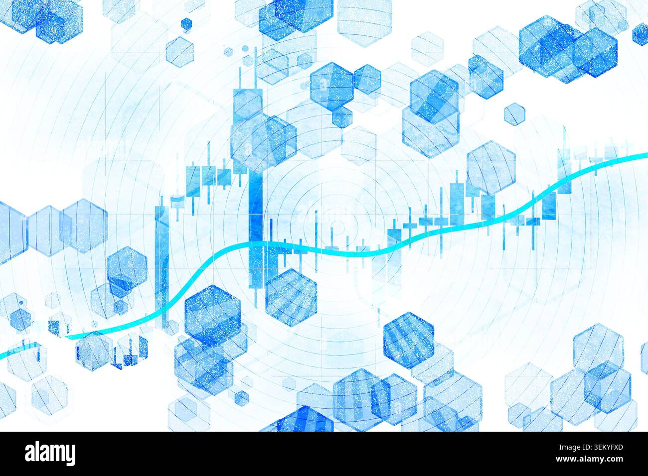 Abstract financial technology background featuring business intelligence, market analytics, performance forecasting and digital data visualization concepts. Stock Photo