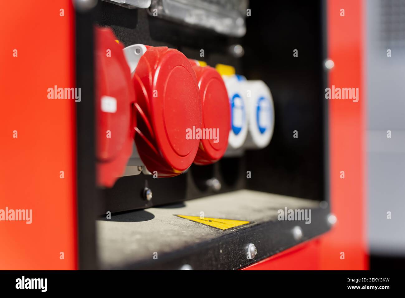 Electrical connection points on a mobile generator panel with spring ...