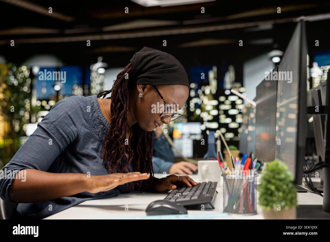 Angry worker in Silicon Valley startup office hitting desk in ...
