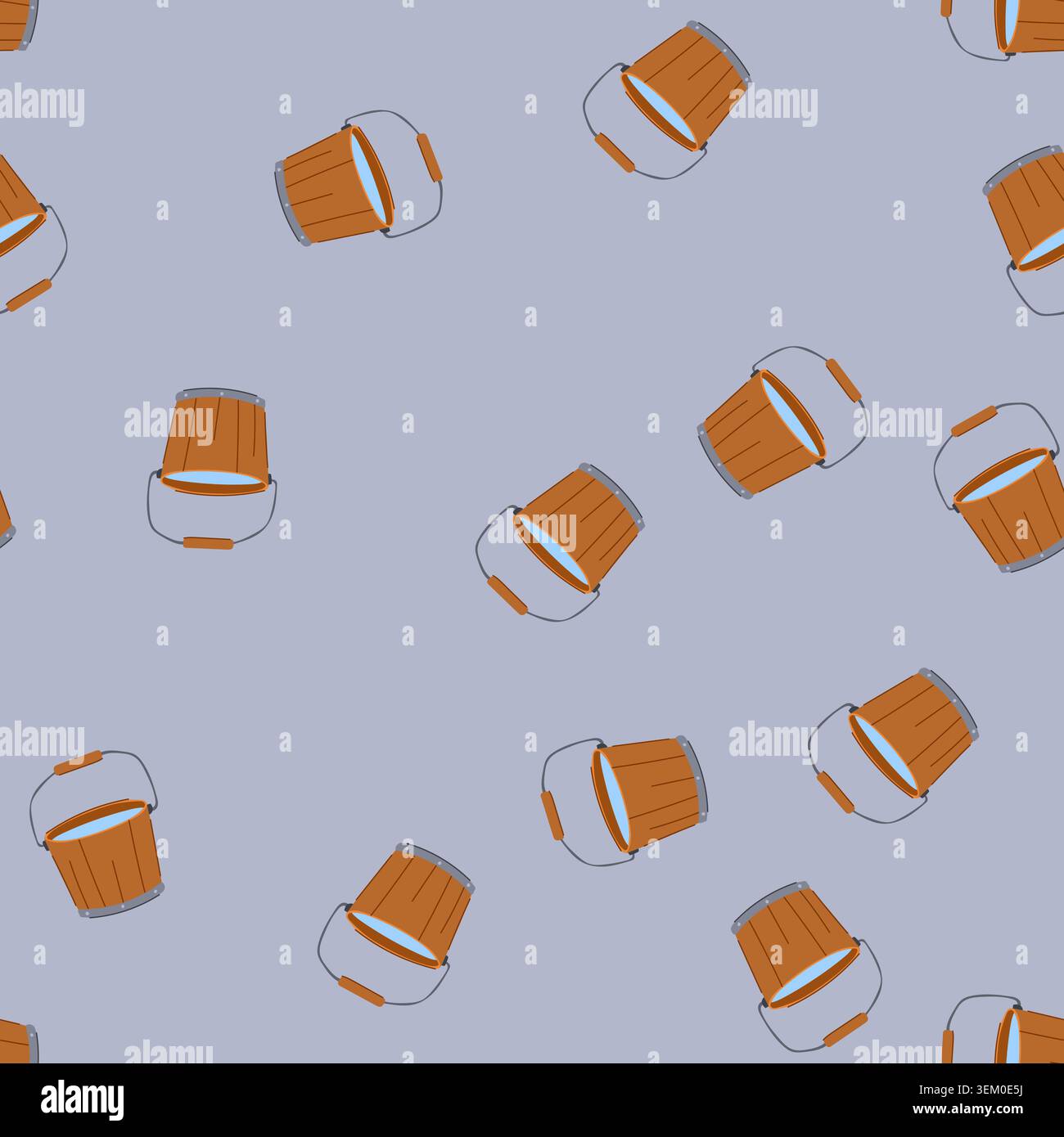 seamless pattern plastic bucket water cartoon vector Stock Vector