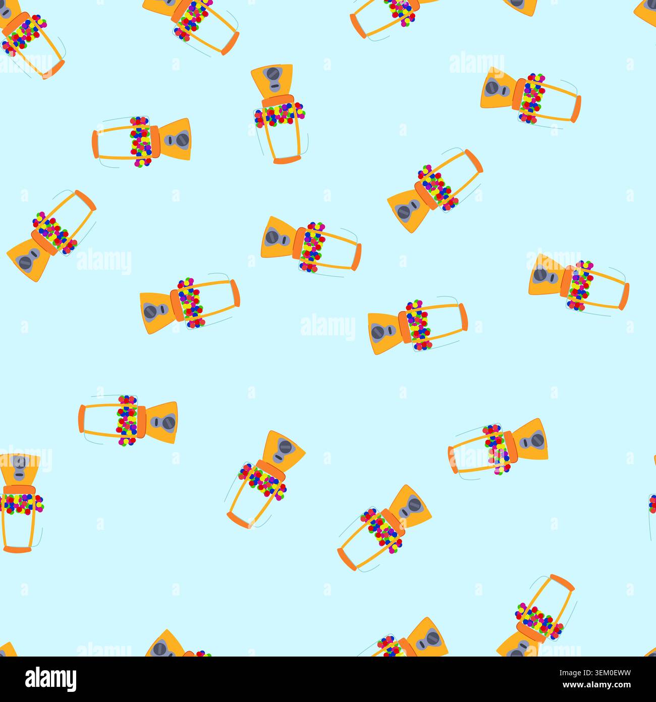 seamless pattern container bubblegum machine cartoon vector Stock Vector