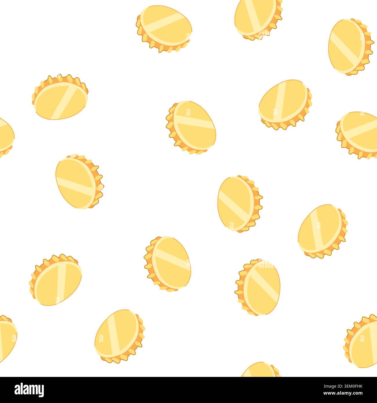 pattern yellow beer bottle cap on white background Stock Vector