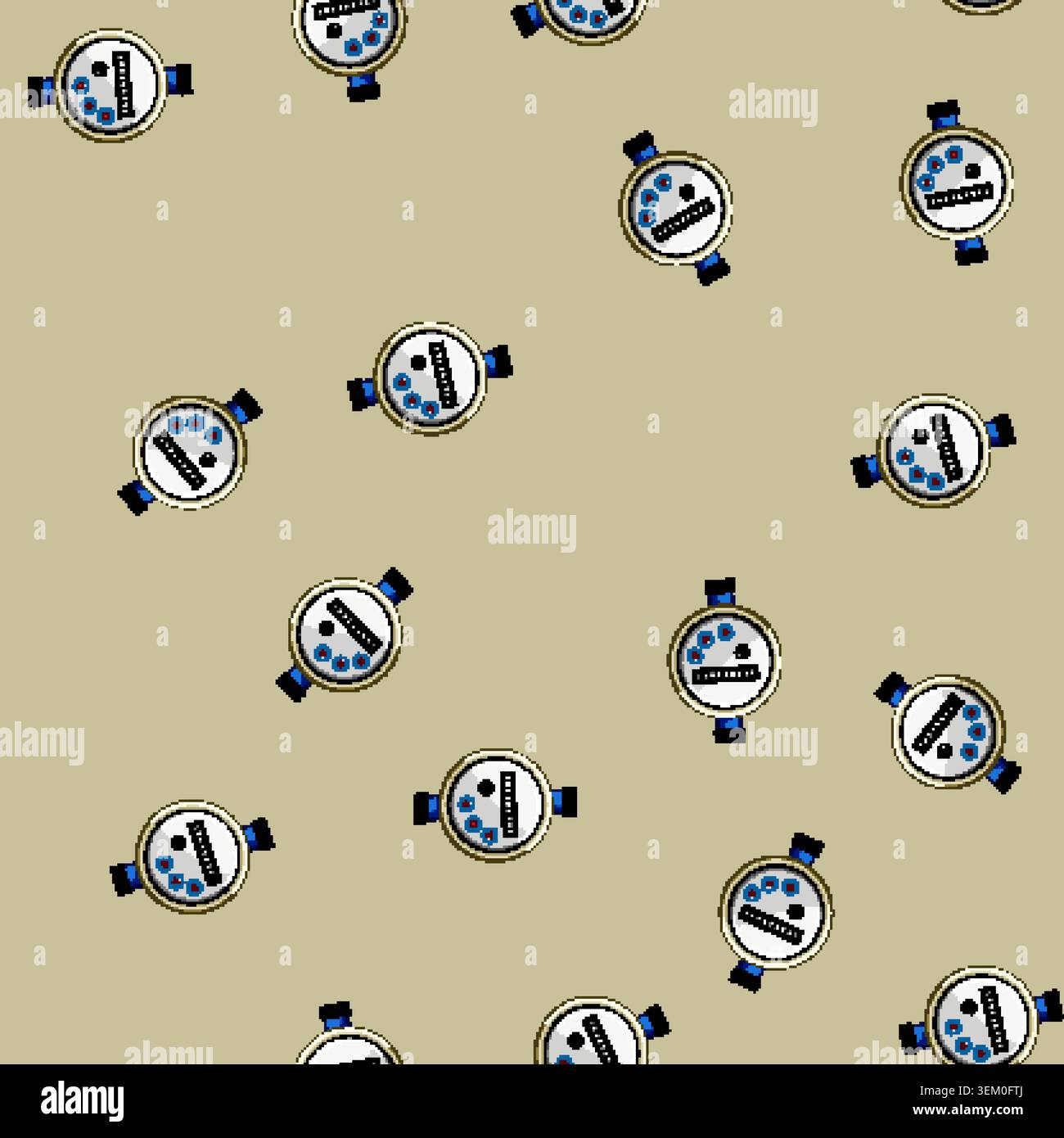 seamless pattern flow water meter cartoon vector Stock Vector