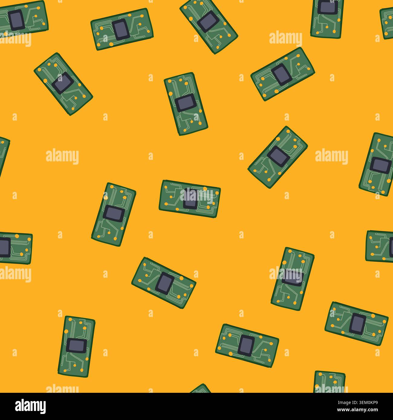 seamless pattern circuit microchip cartoon vector Stock Vector