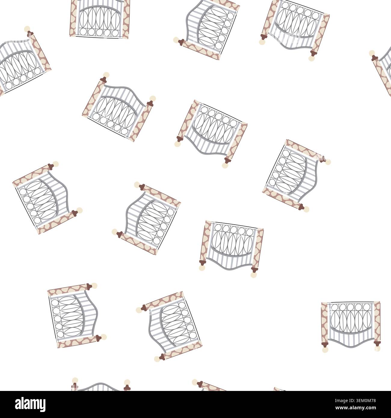 pattern decorative metal gate with stone pillars providing security Stock Vector