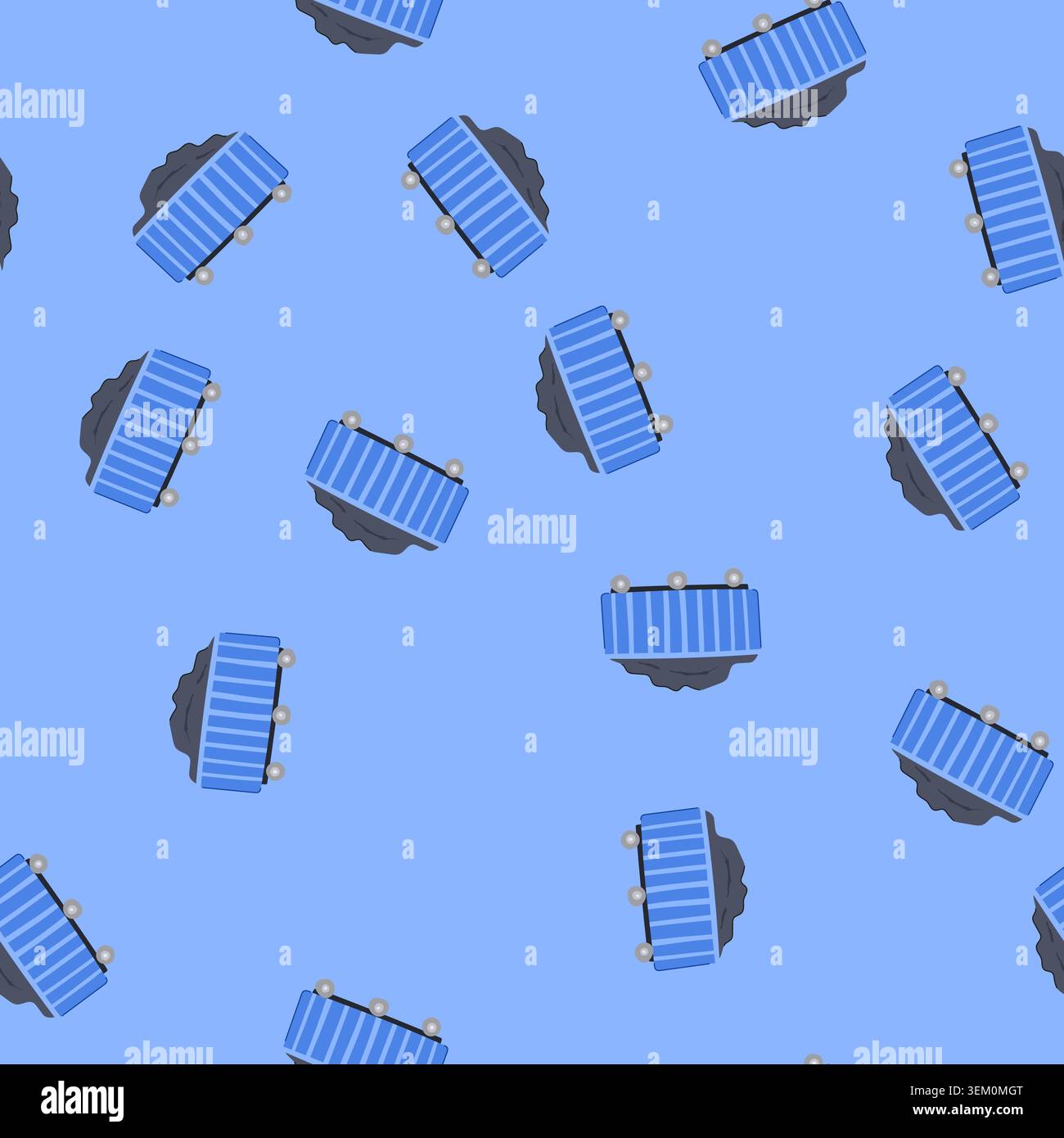 seamless pattern train coal wagon cartoon vector Stock Vector