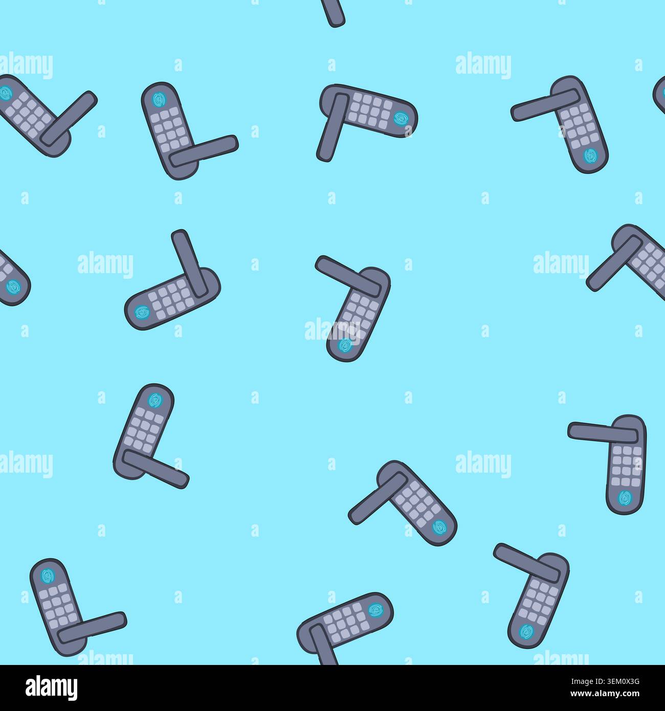 seamless pattern digital fingerprint door lock cartoon vector Stock Vector