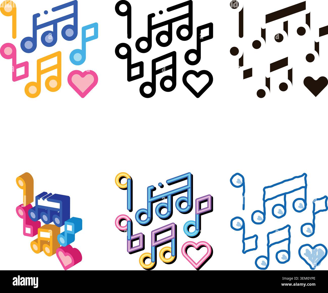 music notes wedding dance thin line vector icon mix Stock Vector