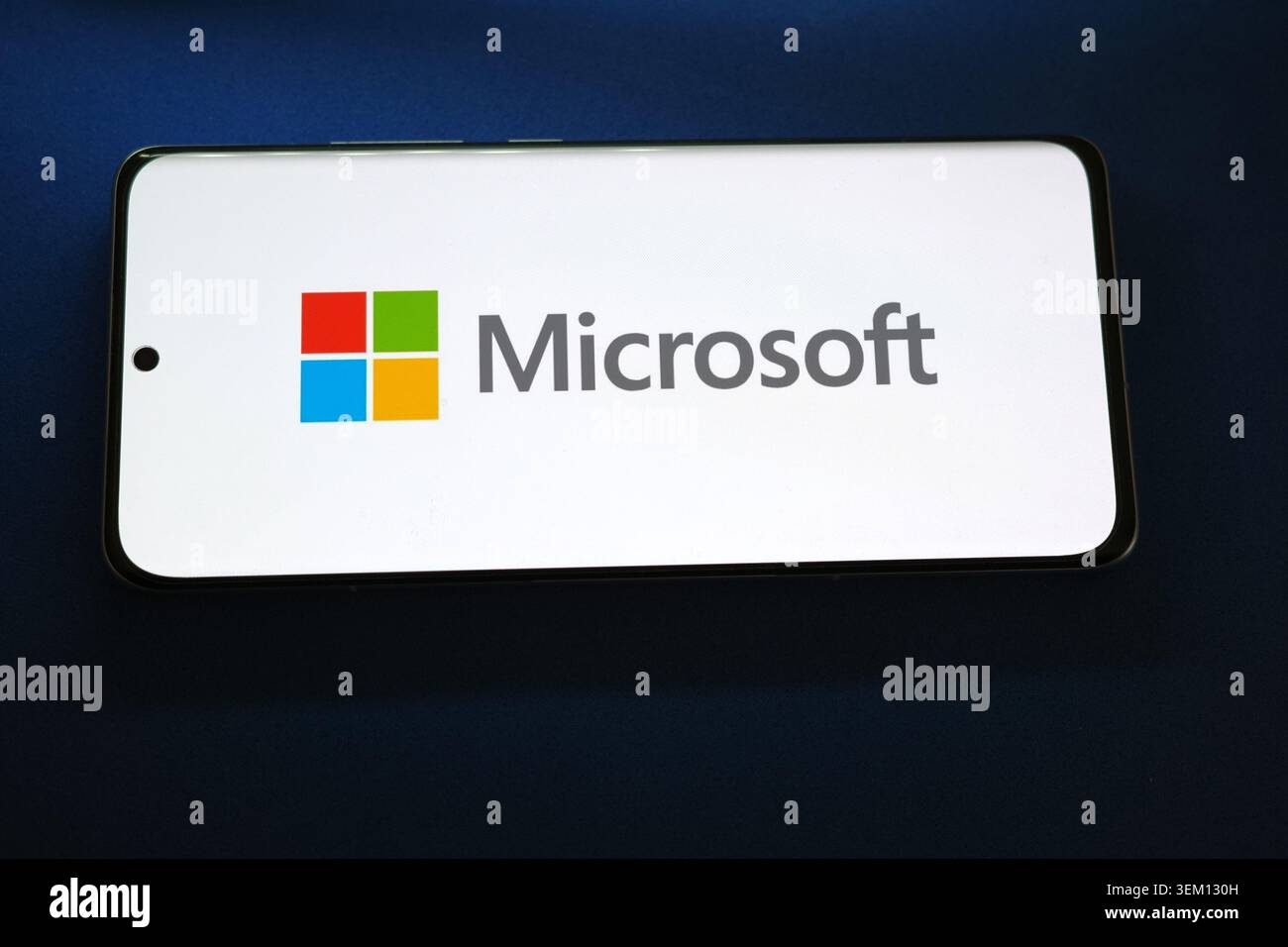 Microsoft logo displayed on a smartphone screen Stock Photo