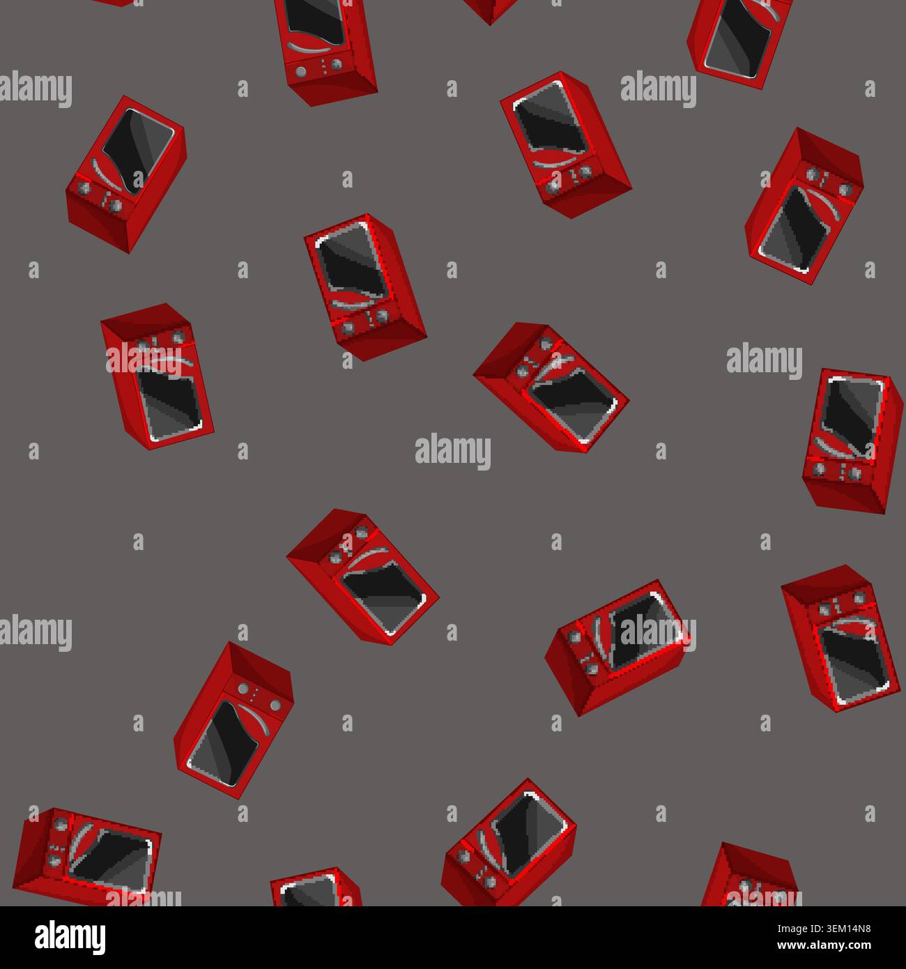 seamless pattern appliance microwave oven cartoon vector Stock Vector