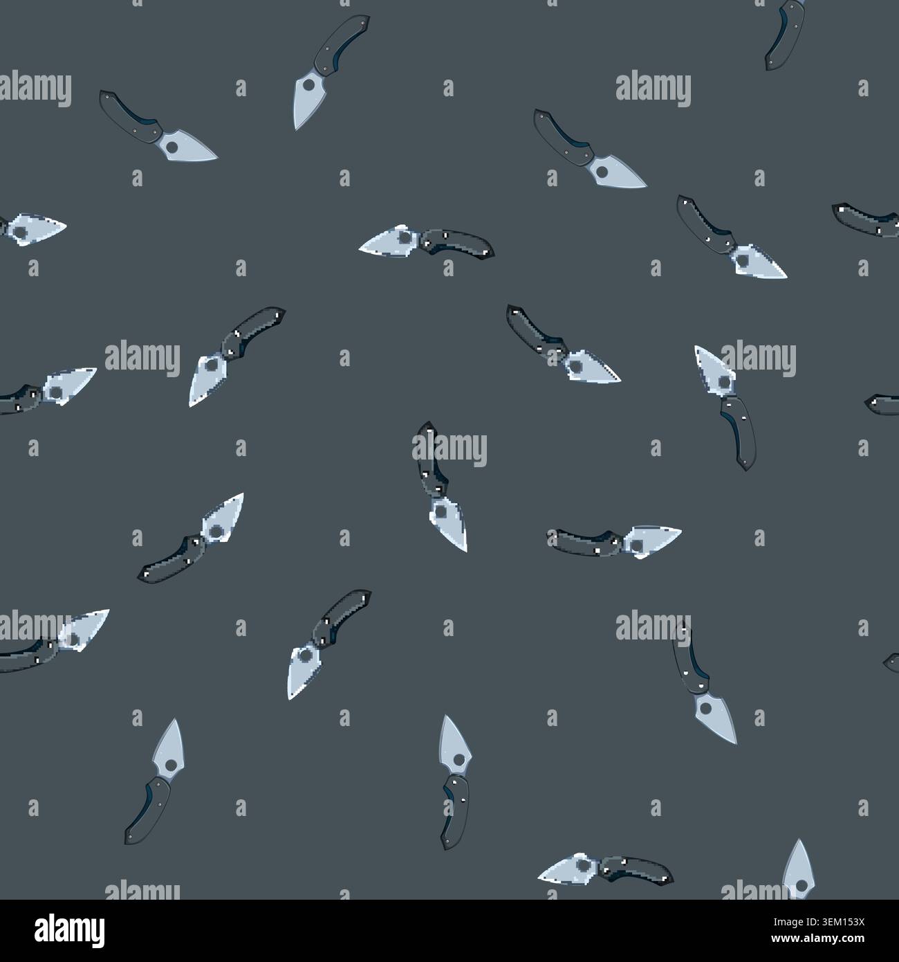 seamless pattern weapon military knife cartoon vector Stock Vector