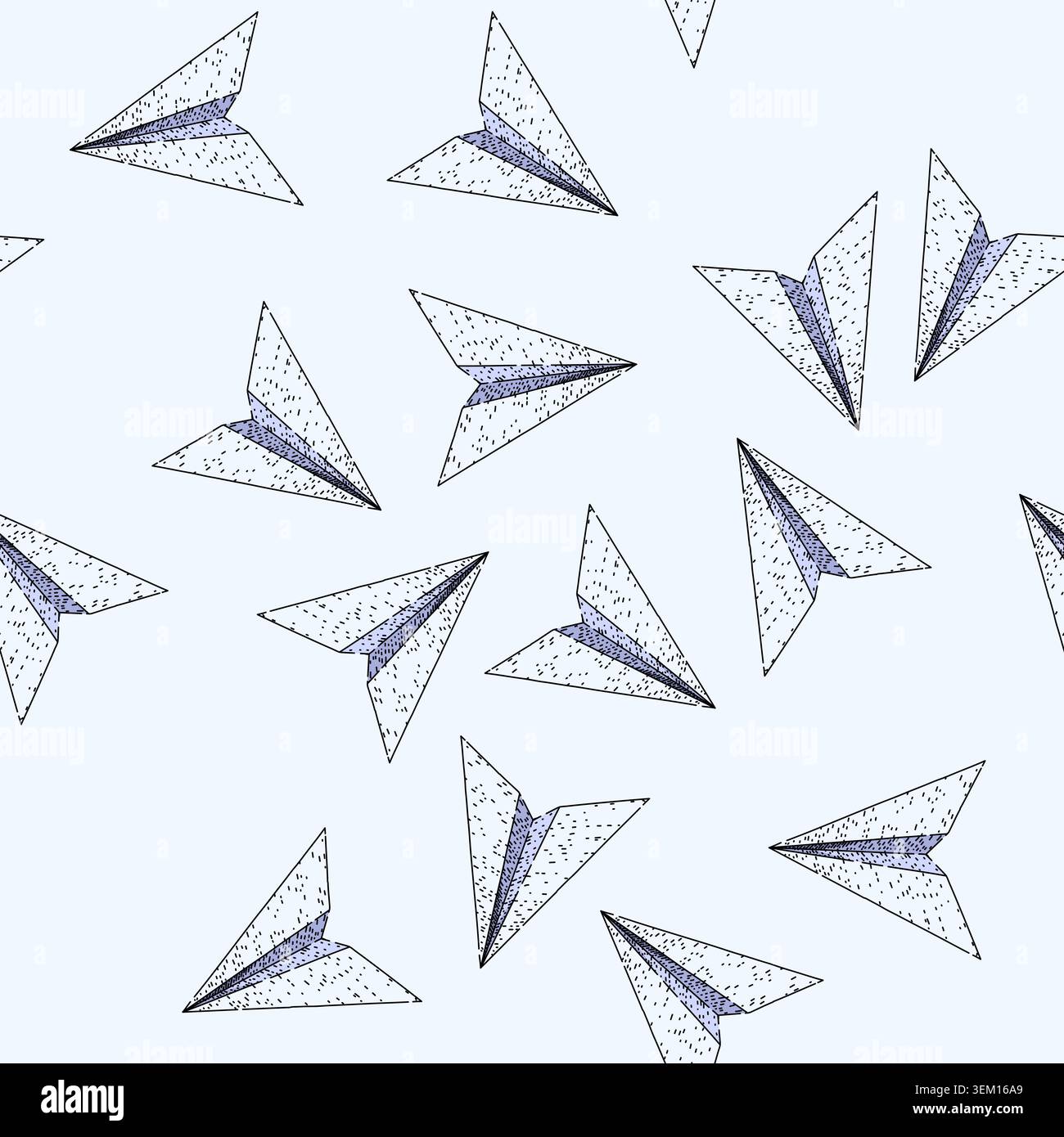 pattern fold paper plane sketch hand drawn black Stock Vector