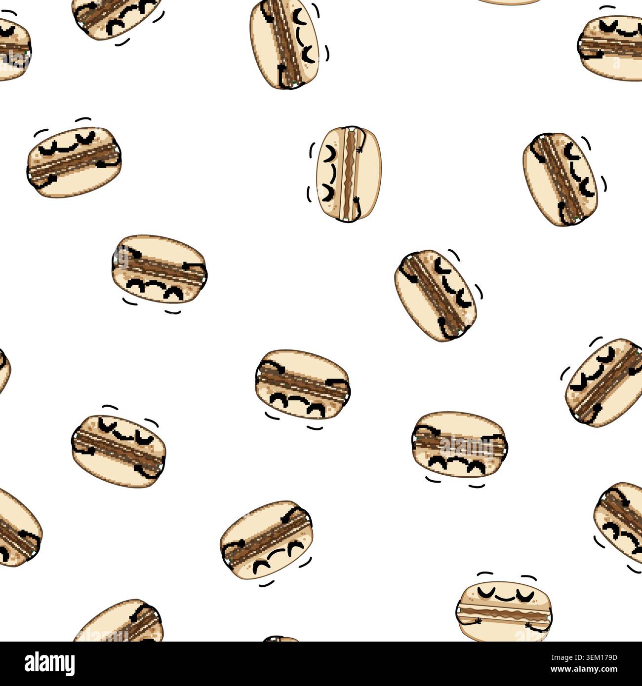 pattern sweet macaron character cartoon vector Stock Vector