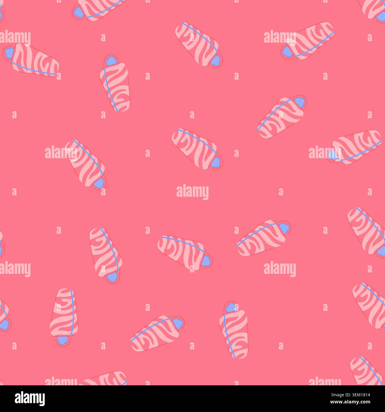 seamless pattern equipment sleeping bag cartoon vector Stock Vector