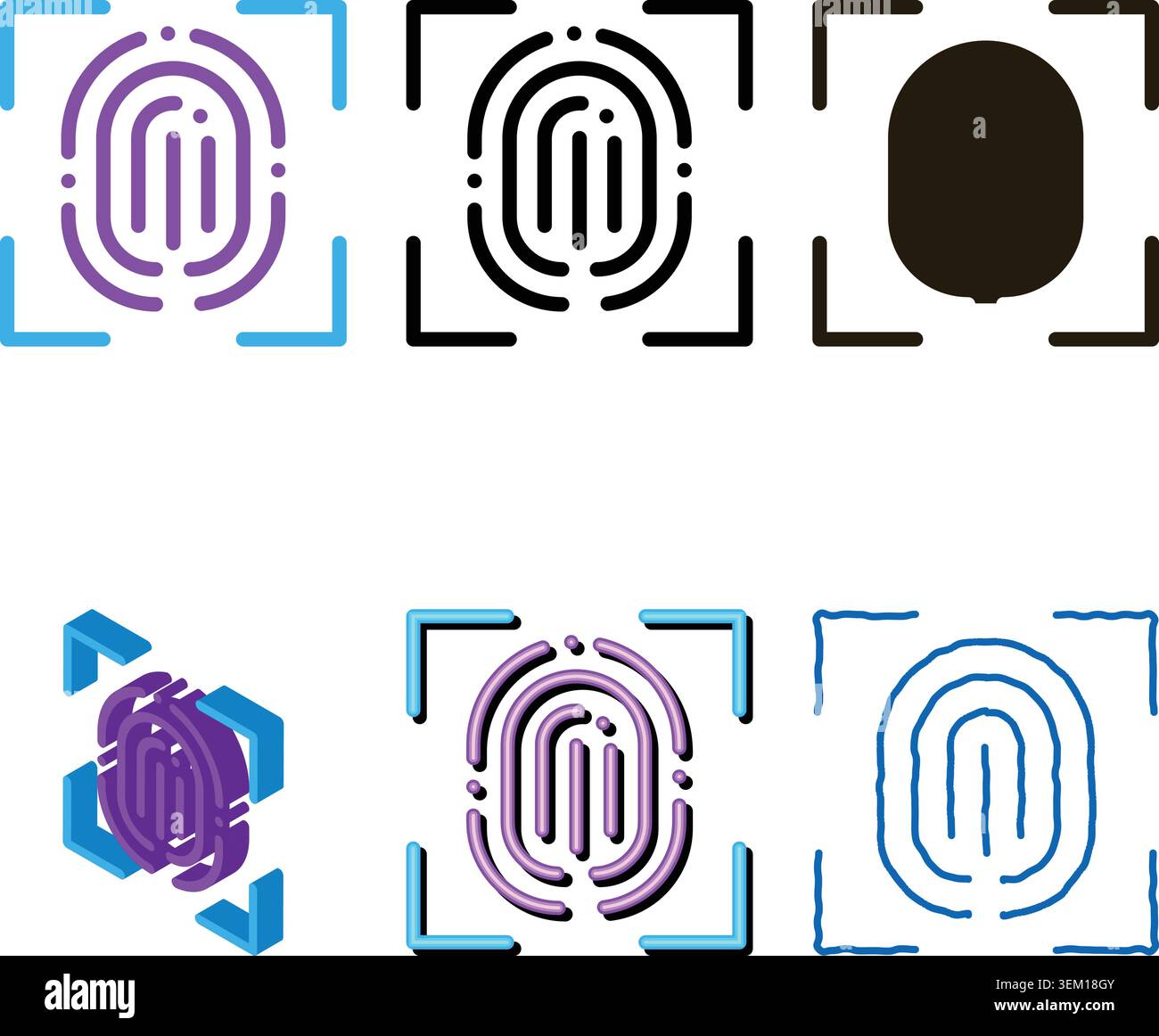 scan fingerprint close-up icon vector outline variations Stock Vector