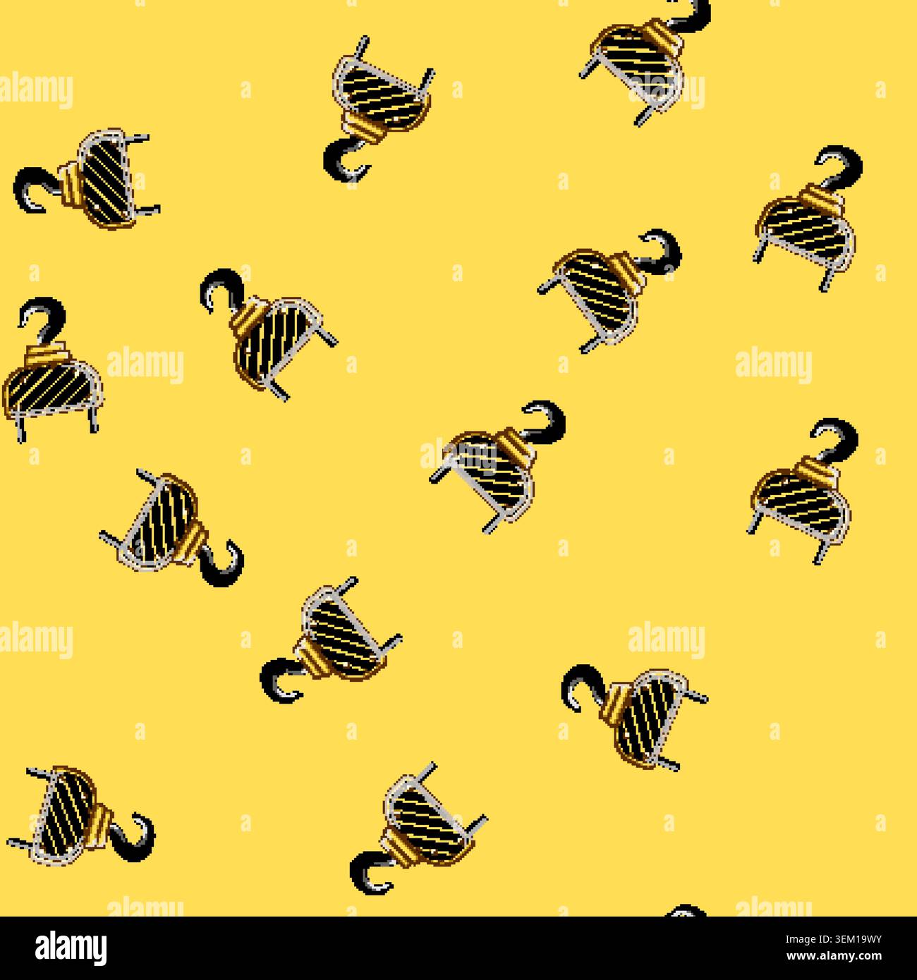 seamless pattern heavy crane hook cartoon vector Stock Vector