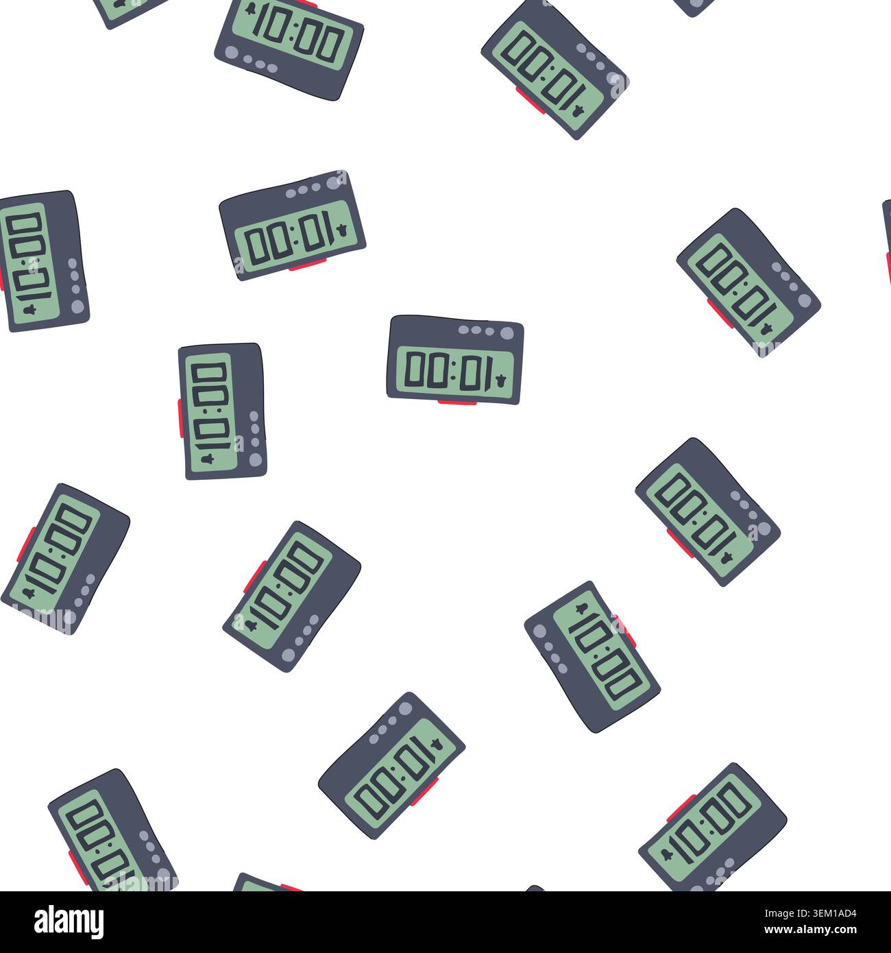 pattern timer travel alarm clock cartoon vector Stock Vector